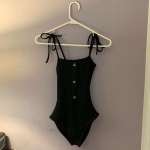 NWT Nasty Hal Ribbed Tie Strap Bodysuit Black